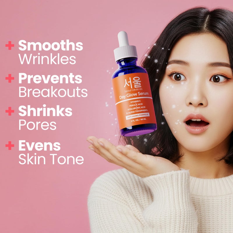 SeoulCeuticals Korean Skin Care 20% Vitamin C Hyaluronic Acid Serum + CE Ferulic Acid - Potent Anti Aging, Anti Wrinkle Korean Beauty 1oz - Image 2