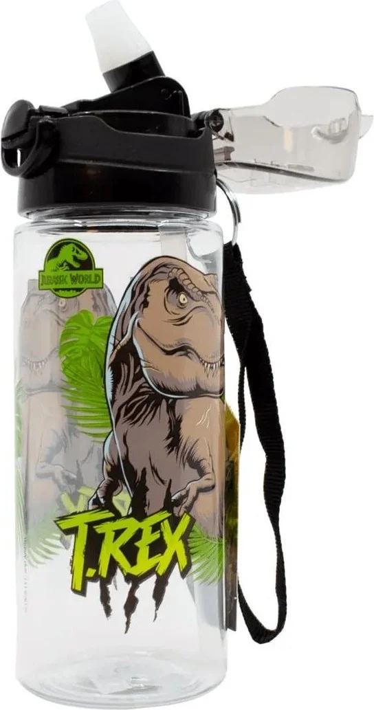 Masho Trend Trex Transparent Water Bottle 500ML - Dinosaur Water Bottle - Licensed Trex Water Bottle - Water Bottle with Straw