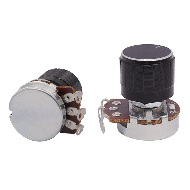 TWTADE / 3pcs wh138 100 ohm Potentiometer Single Turn Rotary Linear Variable Potentiometer +3pcs black Aluminum alloy knob - Image 4