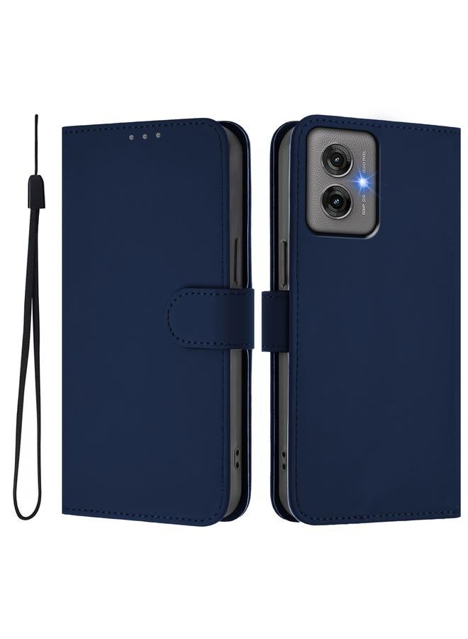 erorex Case For Motorola Moto G55 Skin Feel Solid Color Leather Phone Case with Lanyard - Image 2