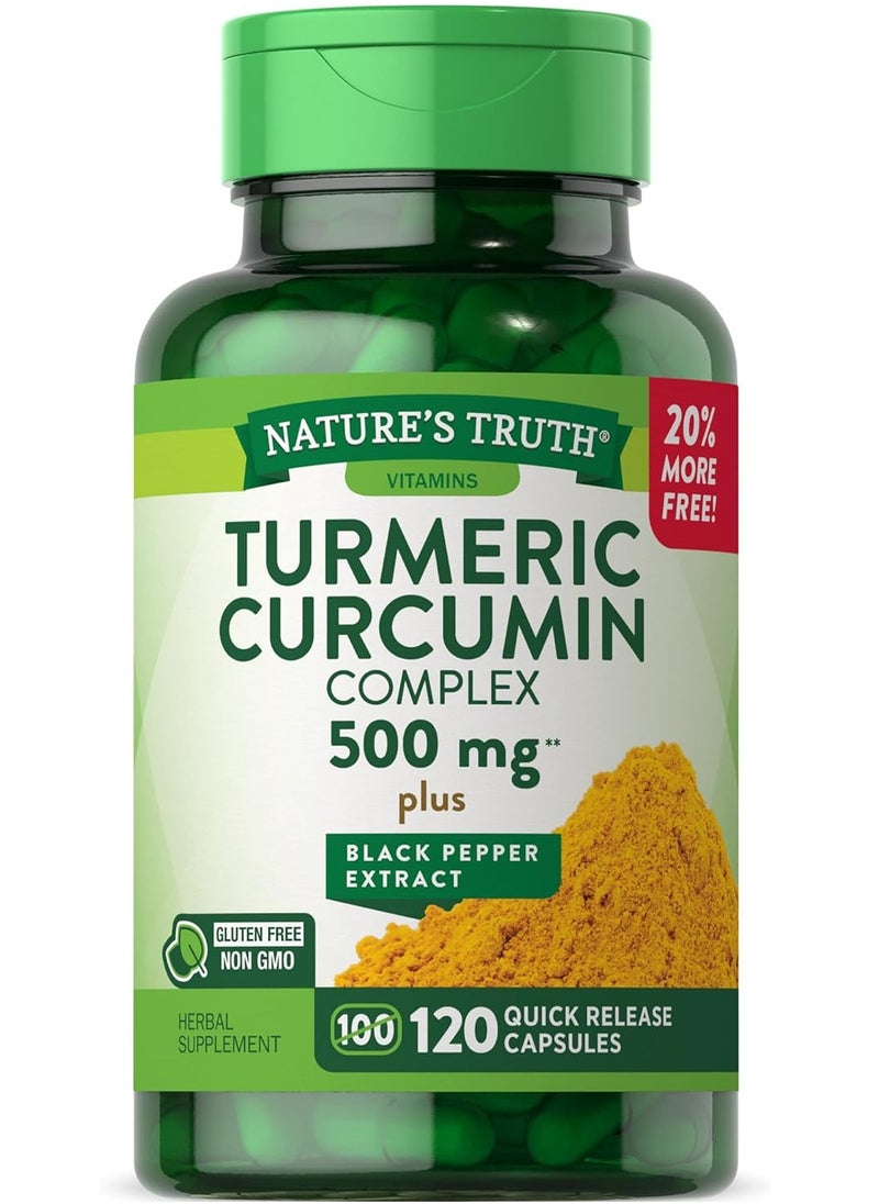 Nature's Truth Nature's Truth Turmeric Curcumin Complex 500 mg Plus Black Pepper Extract 120 Count  - Image 1