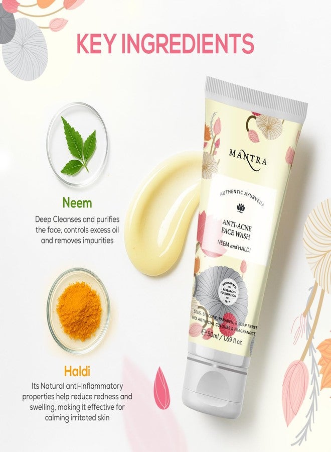 Mantra Herbal Neem & Haldi Anti Acne Face Wash - 50 ml | Mild Skin Cleanser Unclogs Pores & Removes Oil & Dirt to Reduce The Outbreak of Skin Acne, Improves Skin Complexion - Image 5