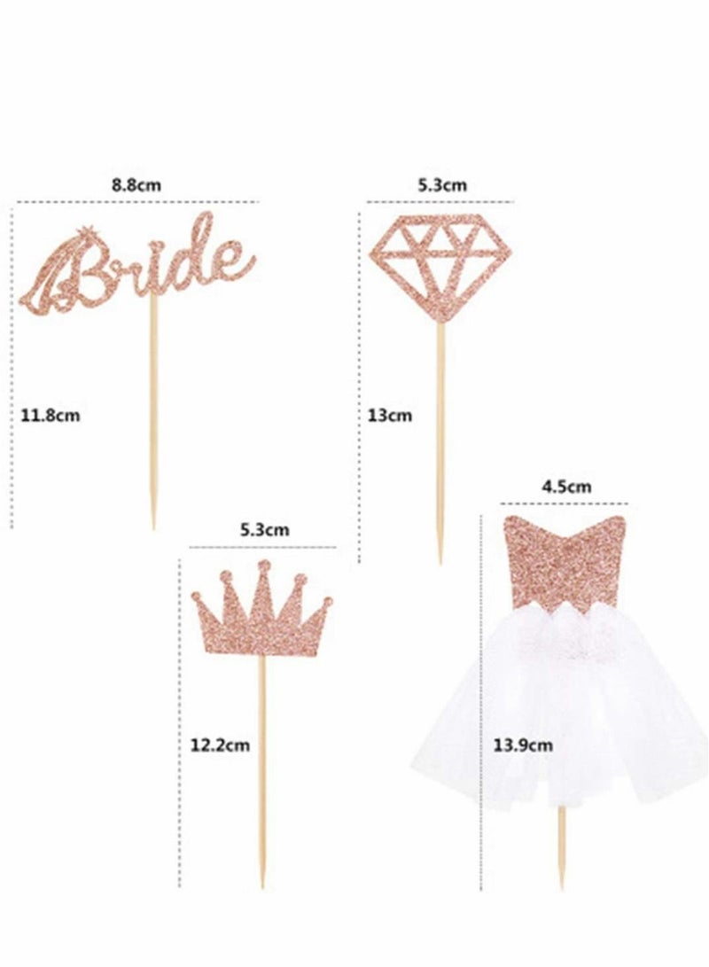 SYOSI 12pcs Rose Gold Diamond Ring Wedding Crown Cupcake Toppers bride to be Cake Topper for Wedding Bridal Shower Birthday Party Decor  - Image 3