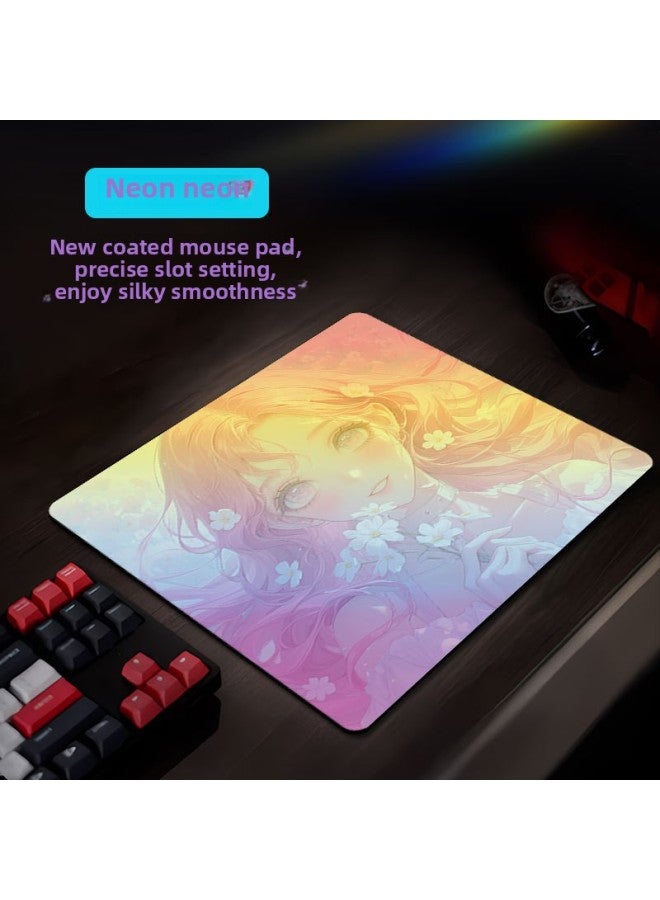 Waterproof Coated E-sports Mouse Pad Fps Glass Fiber Rainbow Magic Color Positioning Precision Lock-free Computer Desktop Pad-Color:400*450*4-Pattern:Coated 9  - Image 2