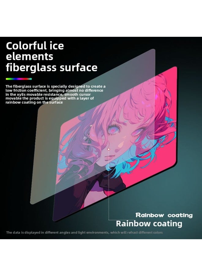 Waterproof Coated E-sports Mouse Pad Fps Glass Fiber Rainbow Magic Color Positioning Precision Lock-free Computer Desktop Pad-Color:400*450*4-Pattern:Coated 9  - Image 3