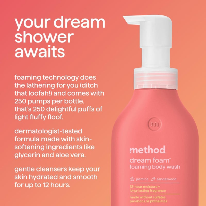 Method Dream Foam, Foaming Body Wash, Jasmine + Sandalwood, 13.5 oz - Image 2