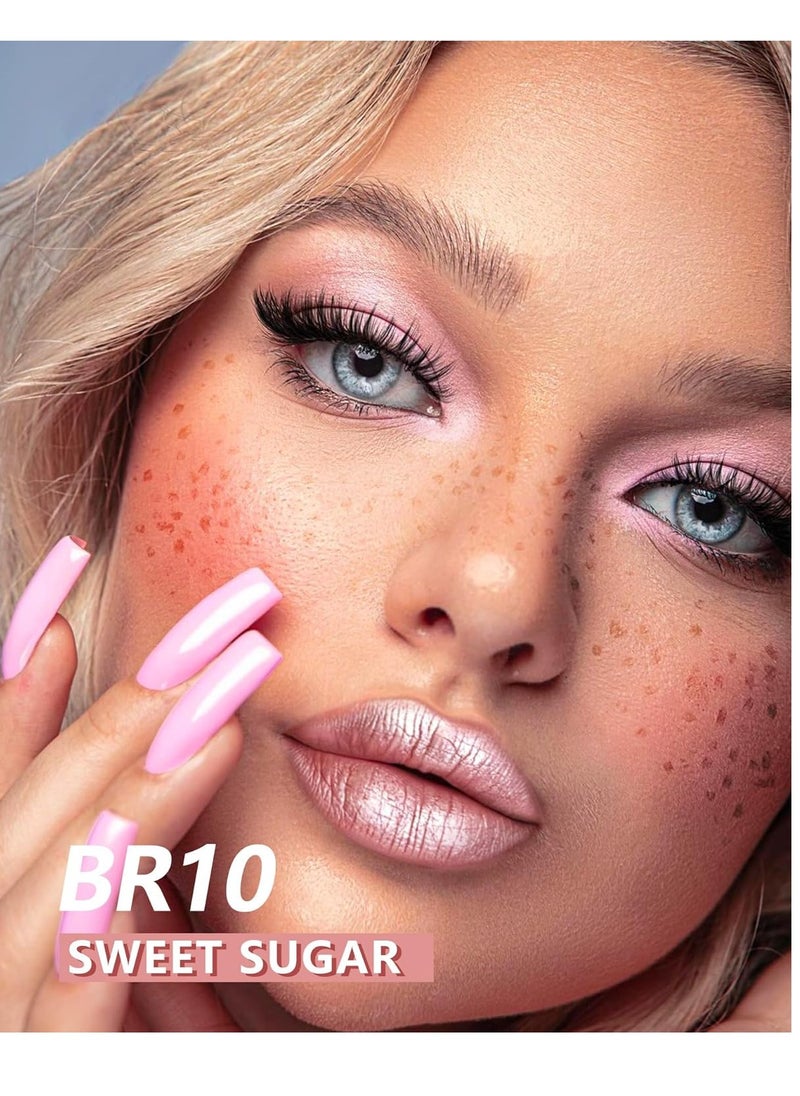 MAKI YIKA - MAKI YIKA Metallic Pink Lipstick for Women Nude Lipsticks Long Lasting Shine Glitter Lipstick No Smudge No Transfer Liquid Lip Gloss (BR010 Sweet Sugar) - Image 1