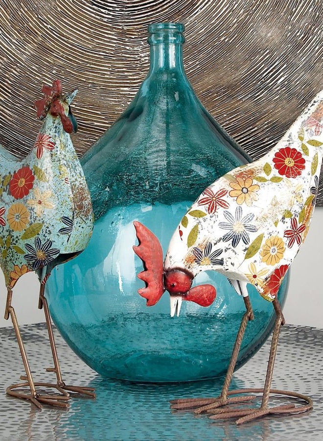 Deco 79 Glass Decorative Vase Spanish Centerpiece Vase, Flower Vase for Home Decoration 15" x 15" x 22", Teal - Image 5