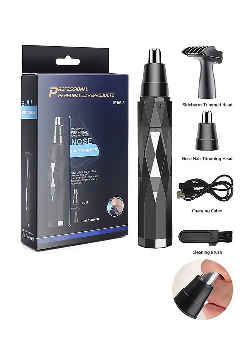 CAYGA Electric Ear and Nose Hair Trimmer, 2 in 1 Hair Shaver, Rechargeable Hair Remover (Black) - Image 1