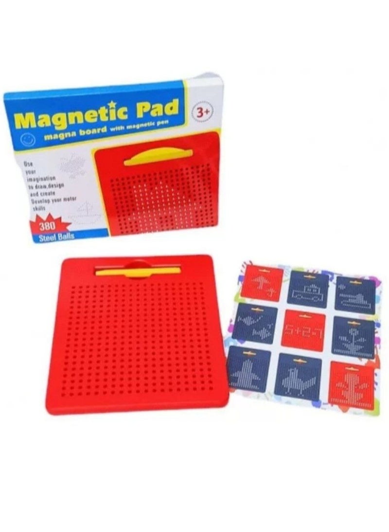 Magnetic educational whiteboard with a magnetic pen for drawing shapes, letters and numbers, various materials 