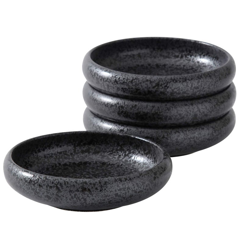 Uaral Japanese Plates Serving Dishes,Salad Bowl Set,Dessert Plate,Appetizer Plate Set of 4,5.5 inch(Black Speckled) - Image 1