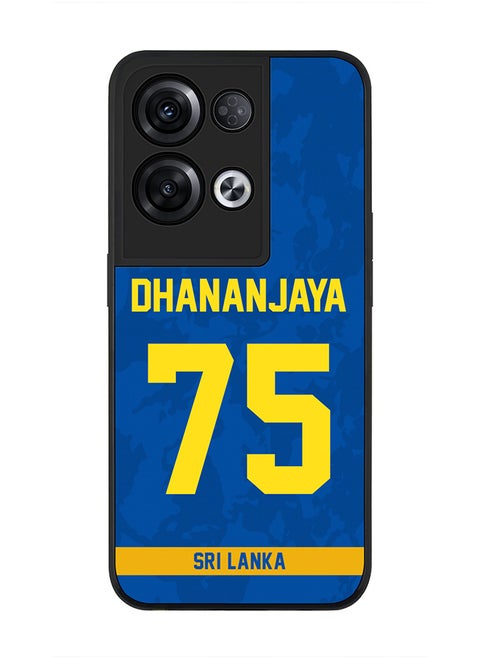 Rugged Black Edge Case for Oppo Reno8 Pro, Slim fit Soft Case Flexible thin Cover - Player Name - Dhananjaya de Silva, Jersey Number- 75