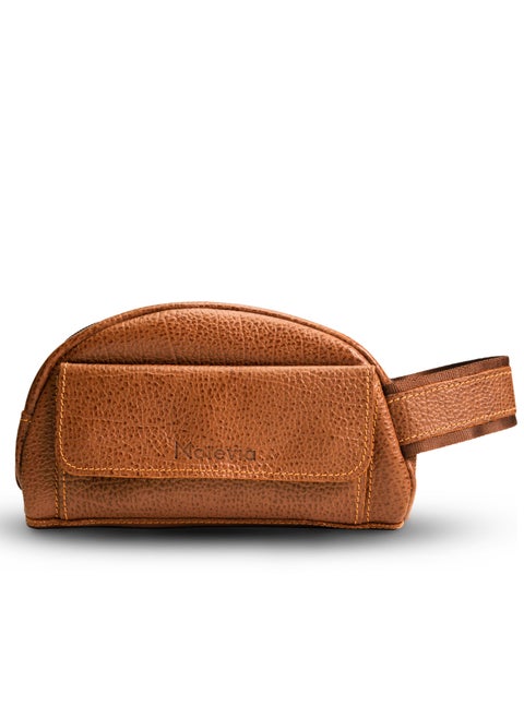 Leather handbag for men, comes with a main pocket with a zipper and a front zipper pocket, a men's handbag made of natural leather, elegant, durable and multi-use design.