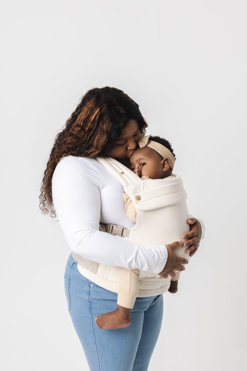 Mabē Monarch Ergonomic Baby Carrier – Premium Cotton Soft Structured Newborn to Toddler Carrier with Hip-Healthy Design, 3 Carry Positions (7-35lbs), Lightweight & Breathable, (Ivory) - Image 4