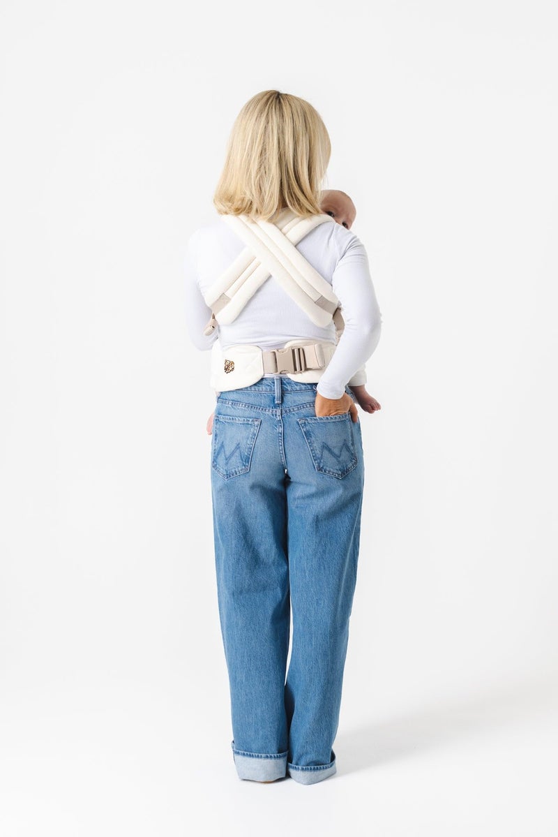 Mabē Monarch Ergonomic Baby Carrier – Premium Cotton Soft Structured Newborn to Toddler Carrier with Hip-Healthy Design, 3 Carry Positions (7-35lbs), Lightweight & Breathable, (Ivory) - Image 5