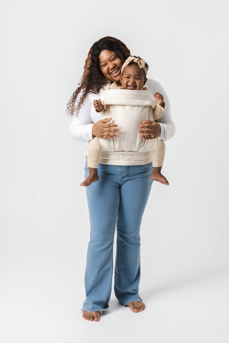 Mabē Monarch Ergonomic Baby Carrier – Premium Cotton Soft Structured Newborn to Toddler Carrier with Hip-Healthy Design, 3 Carry Positions (7-35lbs), Lightweight & Breathable, (Ivory) - Image 1