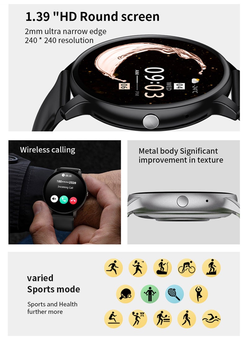 LIGE Top Fashion Casual JU37 Smartwatches For Men 1.39" HD IPS Round Screen, Multiple Sports Modes And Heart Rate, 30Day Standby Ultra Battery Life, IP68 Waterproof Sports Men's Smart Watches Black - Image 4