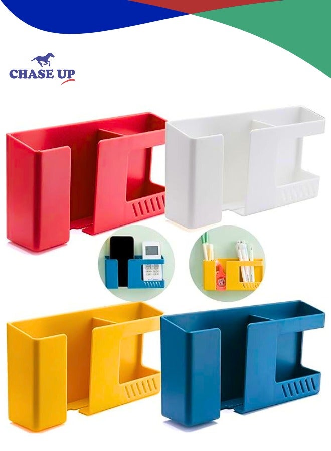 Chase Up 4Pcs Wall Mounted Mobile Phone Storage Box, Self-Adhesive No-Punch Multi-Function Remote Control Holder, Bathroom Bedroom Bedside Office Wall Mounted Shelf - Image 1