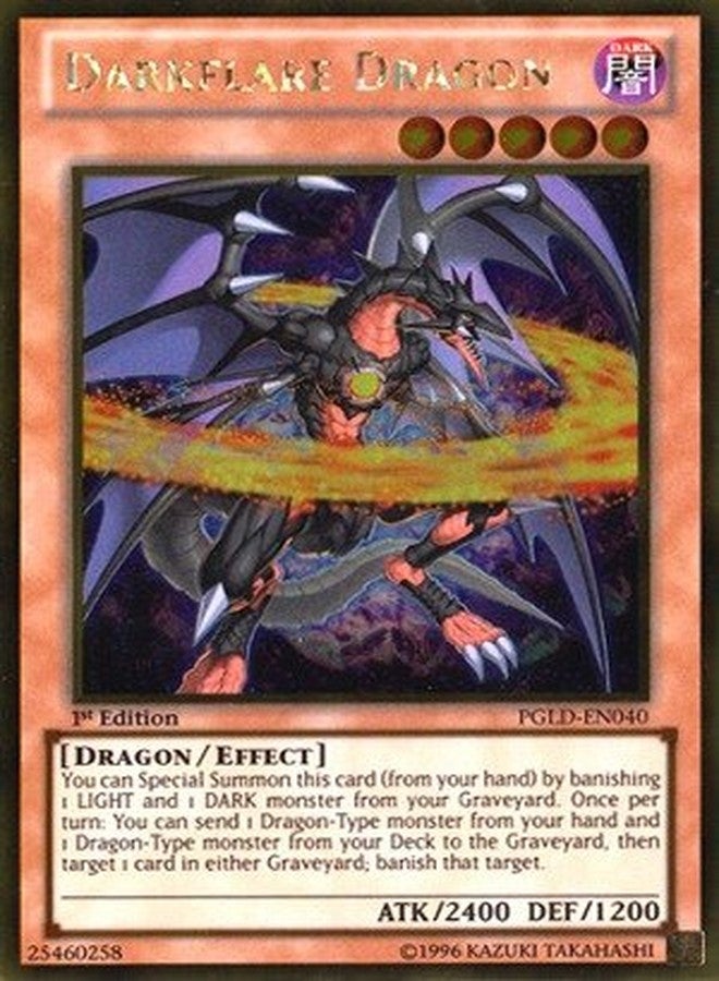 YU-GI-OH! - Darkflare Dragon (PGLD-EN040) - Premium Gold - 1st Edition - Gold Rare