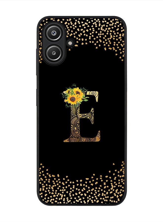 Stylizedd For Samsung Galaxy A06 Case,Slim fit Camera Protection, Shockproof Thin Phone cover - Custom Floral Monogram - E ( Black ) - Image 1
