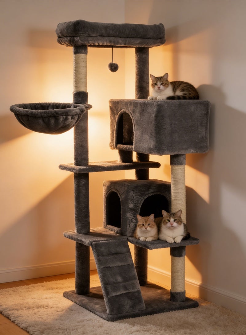 قطة شجرة الخدش بعد قطة بيت الشقة مع مساحة مخفية للقطط الداخلية