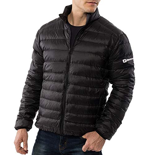 Alpine Swiss Niko Mens Puffer Jacket Warm Down Alternative Insulated Coat Packable WaterResistant Windproof Winter Outerwear with Zipper Pockets BLK XL - Image 1