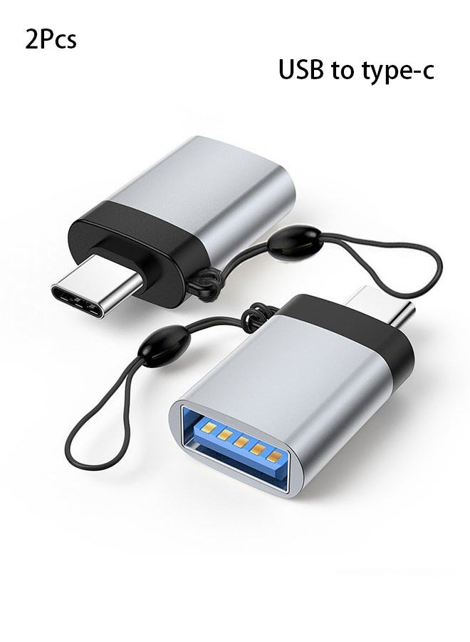 2PCS USB 3.0 Type C OTG Adapter Fast USB A to Type C Adapter for Macbook Pro/Xiaomi/ Huawei/Samsung/Laptop/iPad, Mini USB Adapter Type-C OTG Cable Converter（Silver） - Image 1