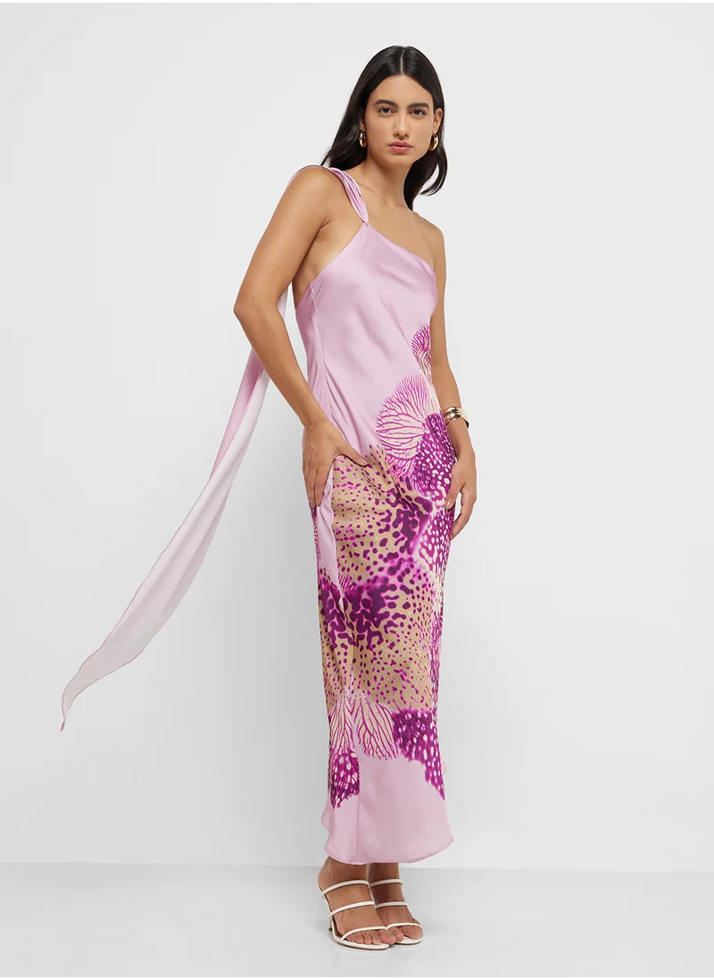 MANGO Satin Scarf Dress With Maxi-Flower Print