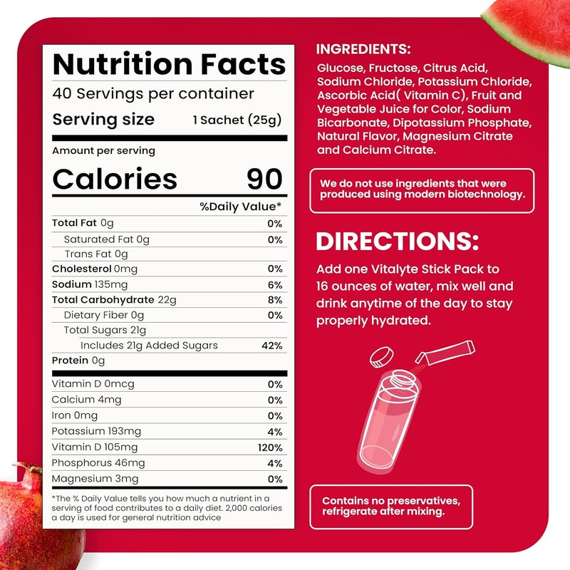 Vitalyte Electrolytes Packets Isotonic Sports Drink  Electrolytes Powder Packets Sports Nutrition Electrolyte Replacement Drinks Dehydration Relief Packets - Image 4