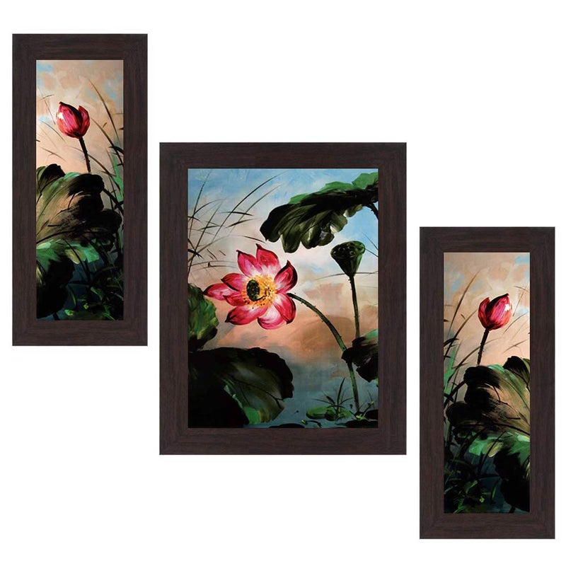 Wens Beautiful Flower MDF Wall Art (30 cm x 34 cm x 1.5 cm, Set of 3, WSP-4172) - Image 2