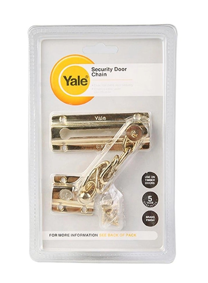Yale P1037 Polished Brass Door Chain  6inch Surface-Mount Security Chain  - Image 2