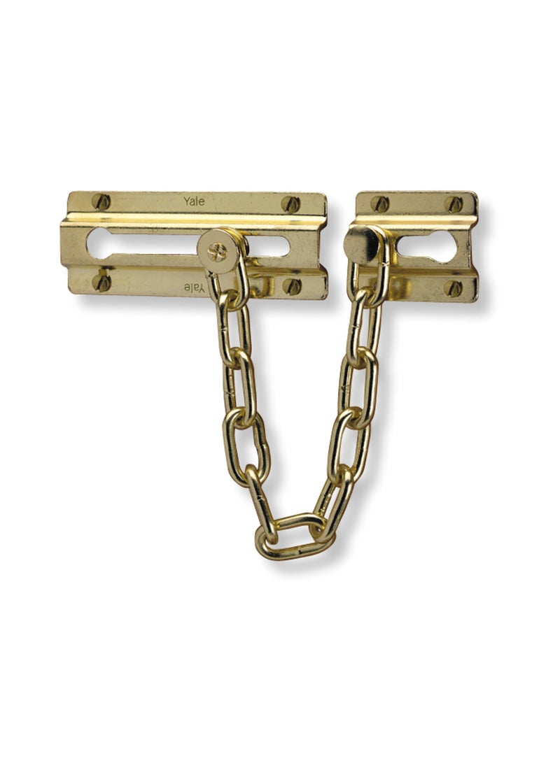 Yale P1037 Polished Brass Door Chain  6inch Surface-Mount Security Chain  - Image 1