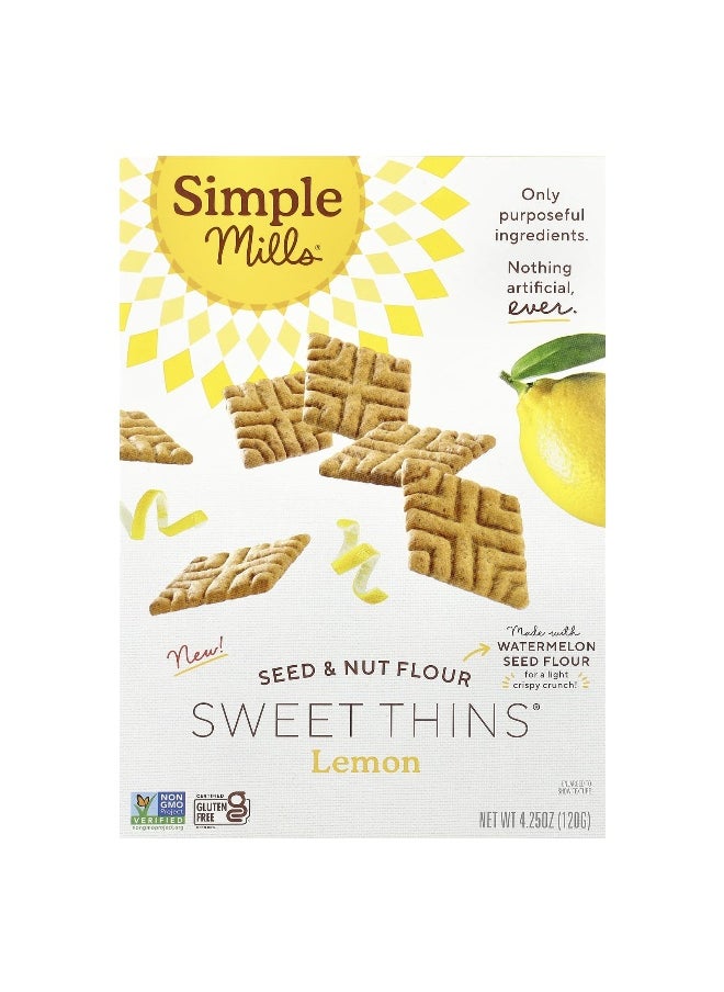 Simple Mills Simple Mills, Seed & Nut Flour Sweet Thins, Lemon, 4.25 oz (120 g)  - Image 1