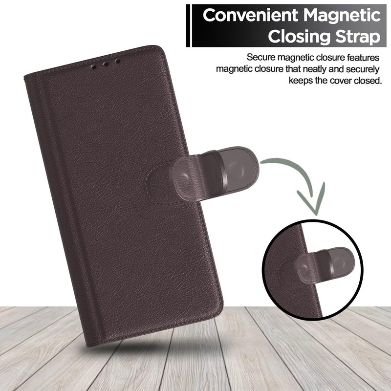 Pikkme iQoo Z6 Lite 5G Flip Case Leather Finish | Inside TPU with Card Pockets | Wallet Stand and Shock Proof | Magnetic Closing | Complete Protection Flip Cover for iQoo Z6 Lite 5G (Coffee) - Image 2