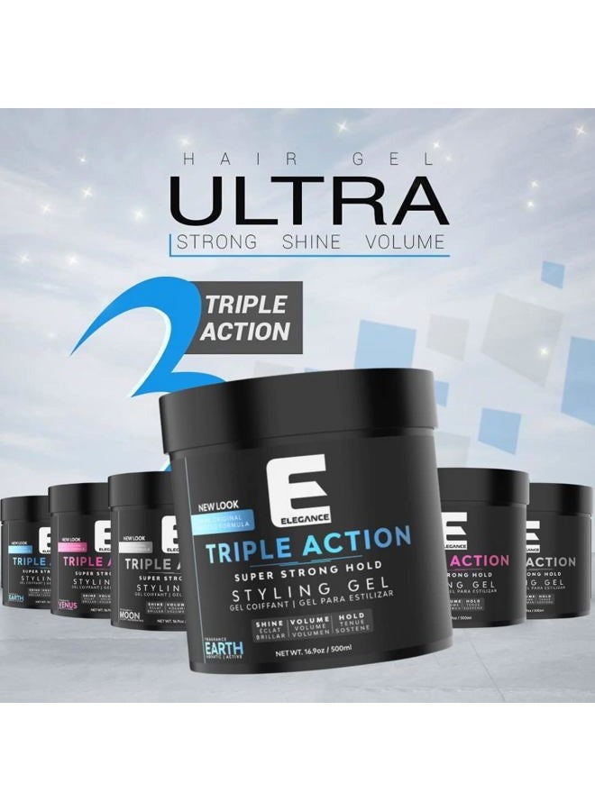 E Elegance جل شعر إيرث فريغرانس ثلاثي الفعالية للرجال والنساء - تثبيت قوي للغاية، حجم استثنائي، ولمعان يدوم طويلاً - خالي من القشور وعطر منعش - لجميع أنواع الشعر، 16.9 أونصة - Image 5