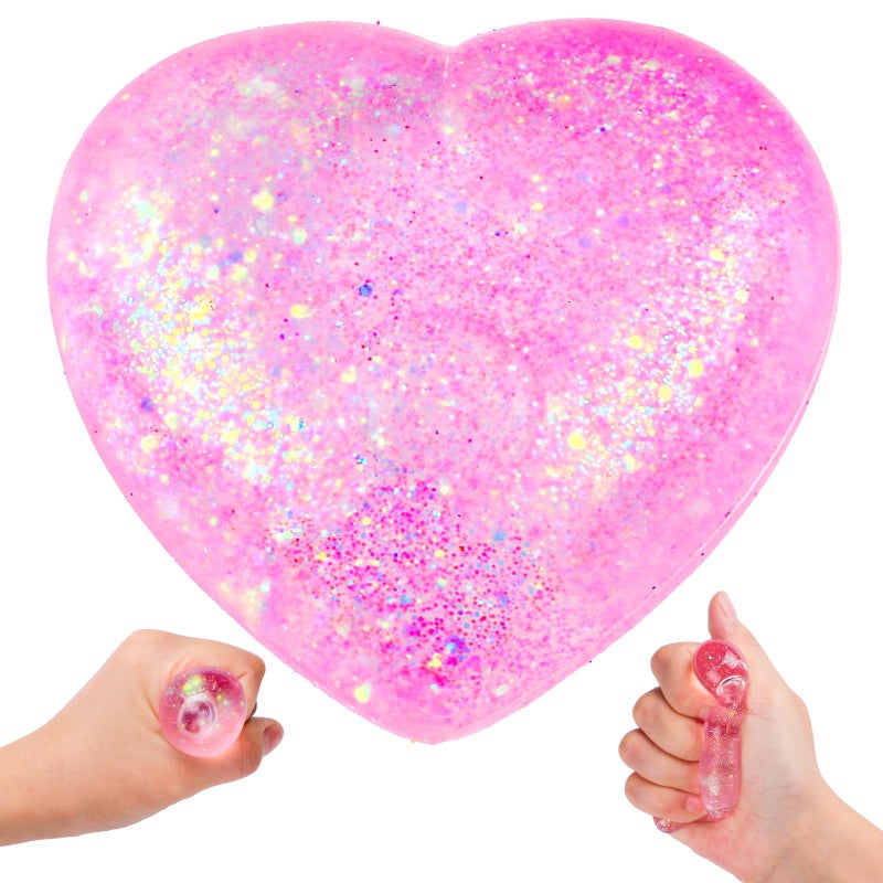 AiSiXin Heart Stress Balls Pink Squishy Toys for Adults Kids Slow Rise Sugar Ball Sensory Fidget Toys Love Shape Squishy Squeeze Toys Malt Stretch Ball Heart Shape Stress Toys for Hand Exercise - Image 3