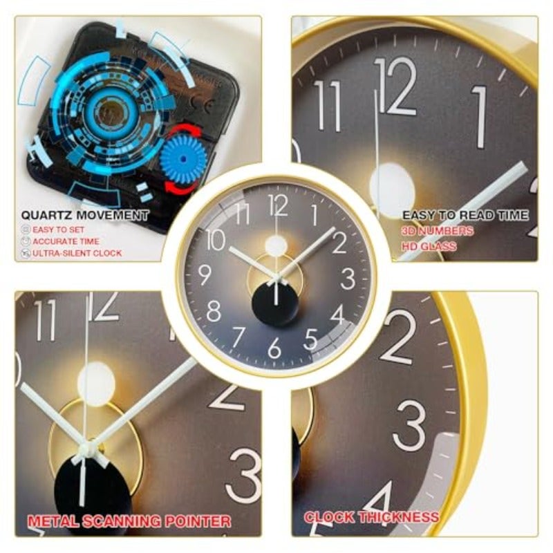 10 Inch Modern Wall Clock Silent Non-Ticking Battery Operated Large Wall Clock for Bedroom Living Room Office Classroom Decor Easy to Hang Durable Home and Office Clock - Image 4