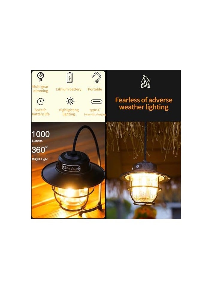 erorex LED Rechargeable Outdoor Camping Light, Mini Portable Tent Emergency Light， New Horse Lamp 4-speed Mode White and Warm Light, Amber and Warm White Light.  - Image 1