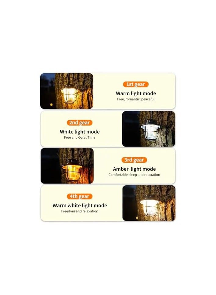 erorex LED Rechargeable Outdoor Camping Light, Mini Portable Tent Emergency Light， New Horse Lamp 4-speed Mode White and Warm Light, Amber and Warm White Light.  - Image 3