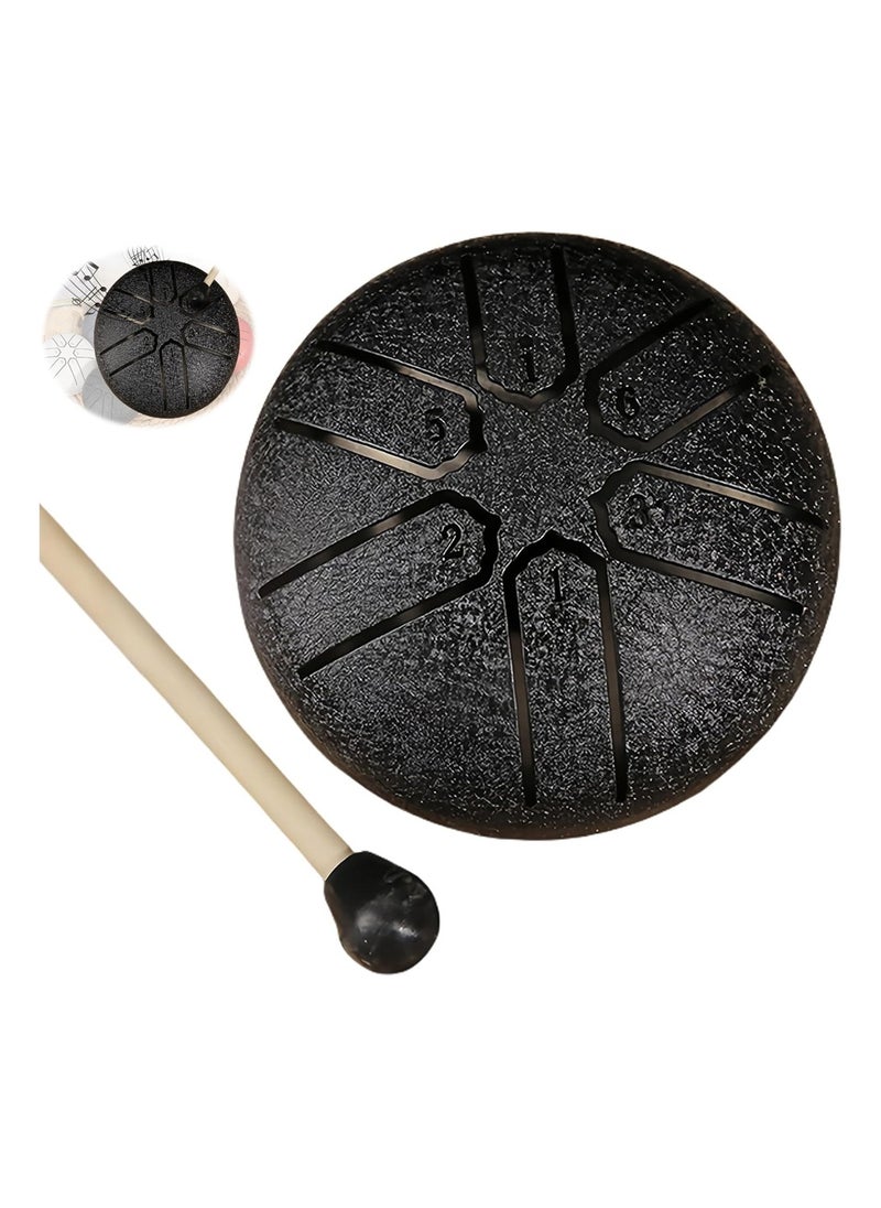 SYOSI Rain Chime Steel Tongue Drum, Outdoor Waterproof Mini Handpan Instrument, 3 Inches 6 Notes, Black  - Image 1