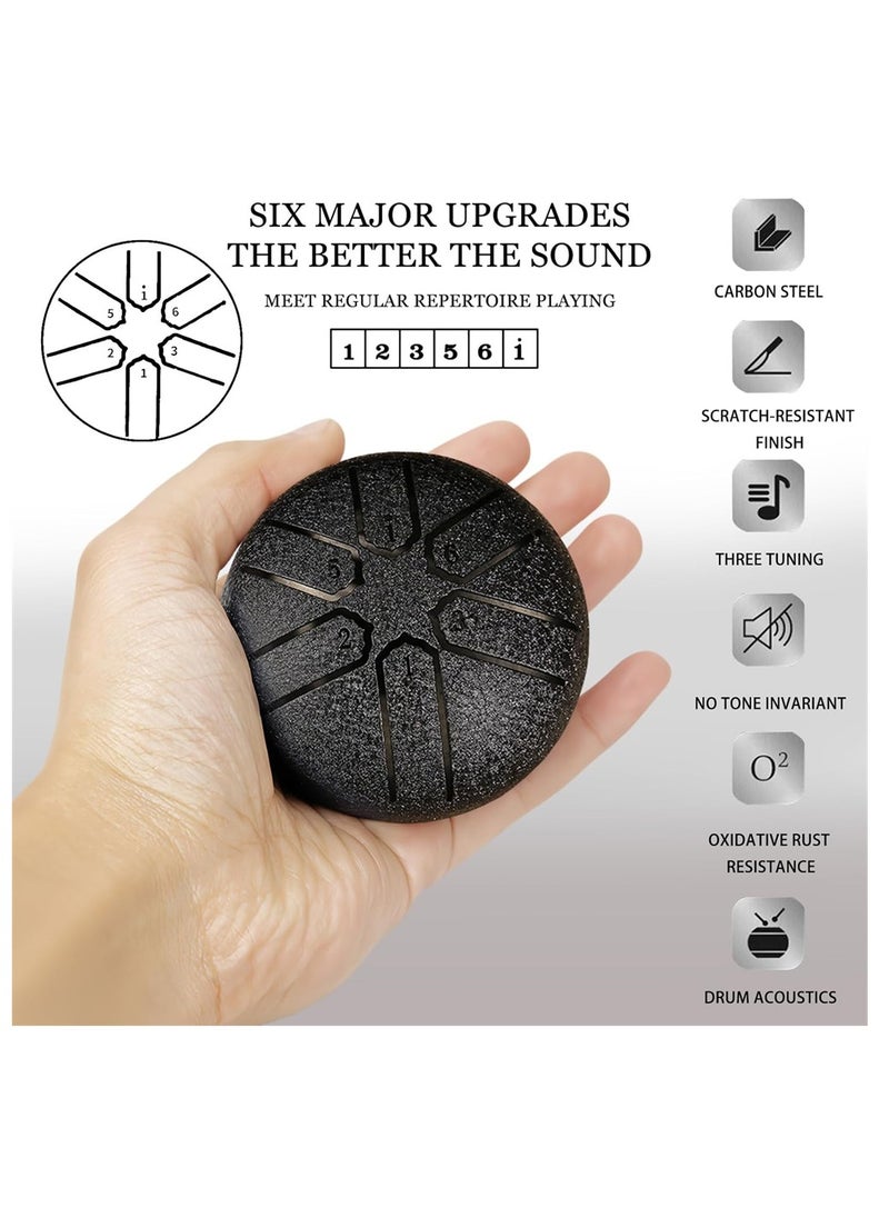 SYOSI Rain Chime Steel Tongue Drum, Outdoor Waterproof Mini Handpan Instrument, 3 Inches 6 Notes, Black  - Image 4