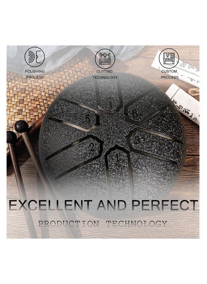 SYOSI Rain Chime Steel Tongue Drum, Outdoor Waterproof Mini Handpan Instrument, 3 Inches 6 Notes, Black  - Image 5