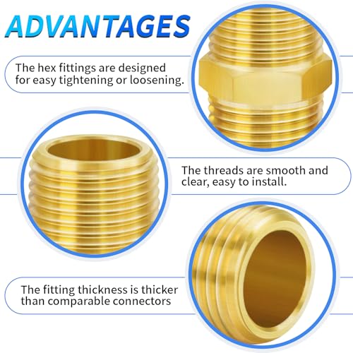 ChillWaves Brass Pipe Fitting, Hex Nipple 1" NPT Male x 1" NPT Male Thread Adapter(6-PACK) - Image 4