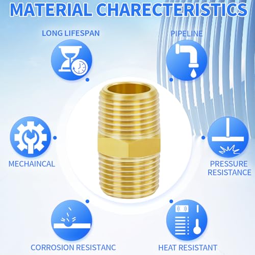 ChillWaves Brass Pipe Fitting, Hex Nipple 1" NPT Male x 1" NPT Male Thread Adapter(6-PACK) - Image 5