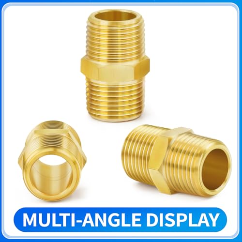 ChillWaves Brass Pipe Fitting, Hex Nipple 1" NPT Male x 1" NPT Male Thread Adapter(6-PACK) - Image 3