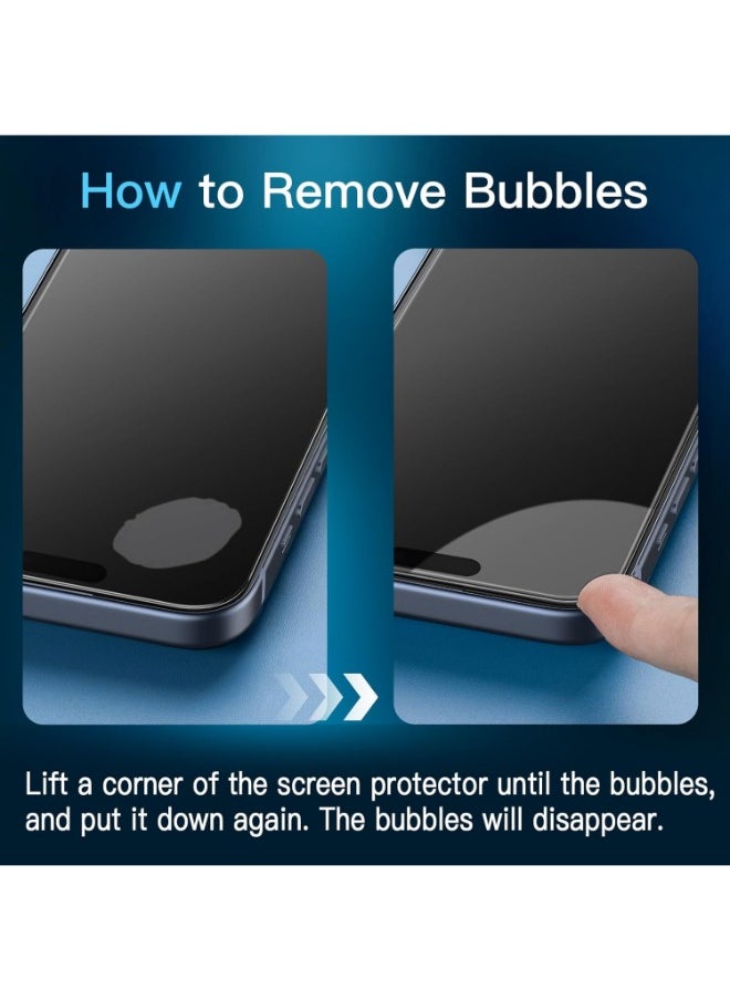 Glass privacy screen protector for iPhone 13 6.1 inches, 9H hardness, anti-spy tempered glass layer, 2 pieces  - Image 3