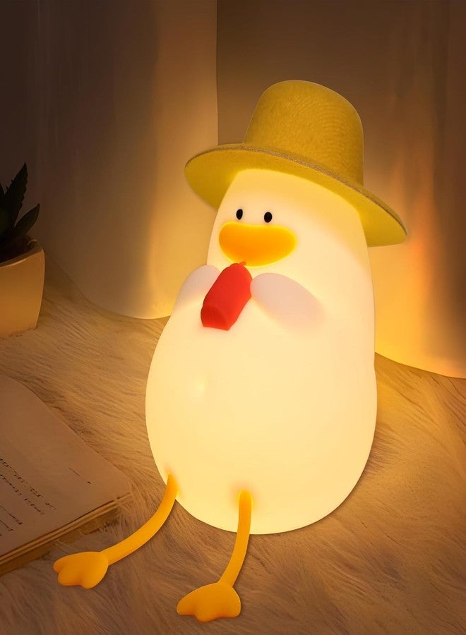 Granthi Enterprise Cute Silicone Duck Night Light for Kids, USB Rechargeable 3 Step Dimmable Night Light, 7 Color Changing Touch Sensor Squishy Mini Nursery Lamp for Baby Bedroom Décor - Image 1