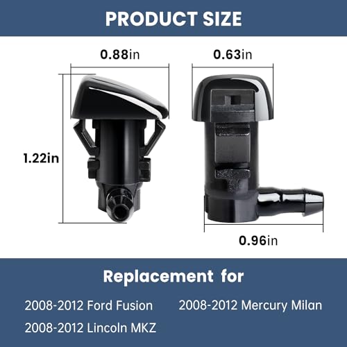 Belleone 2PCS Front Windshield Washer Nozzle Wiper Spray Kit fit for 2008-2012 Ford Fusion Mercury Milan Lincoln MKZ, Replacement for 8E5Z-17603-A - Image 2