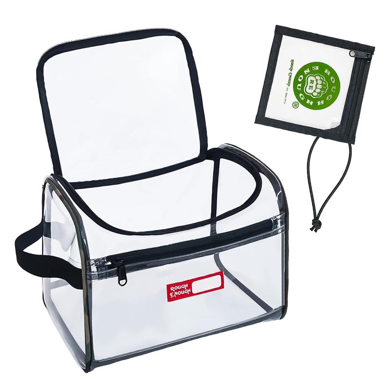 RE ROUGH ENOUGH Rough Enough Clear Makeup Toiletry Bag Cosmetic Organizer Large Medicine Pouch with Zipper for Women Travel Accessories Essentials Pouch Toiletries Airport