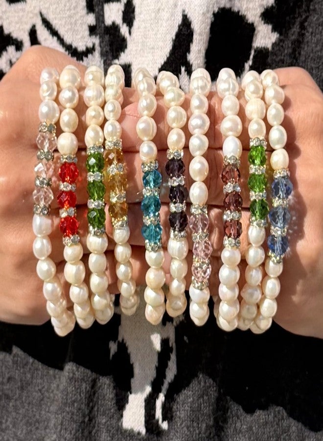 Linpeng Freshwater Pearl Beaded Bracelet for Women, Bithday Christmas Jewelry Gift for Her, Green, 1 Pc - Image 4